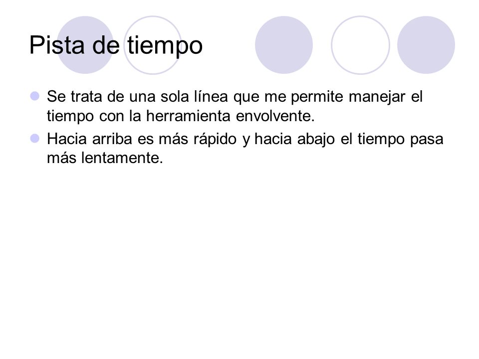 Pista de tiempo Se trata de una sola línea que me permite manejar el tiempo con la herramienta envolvente.
