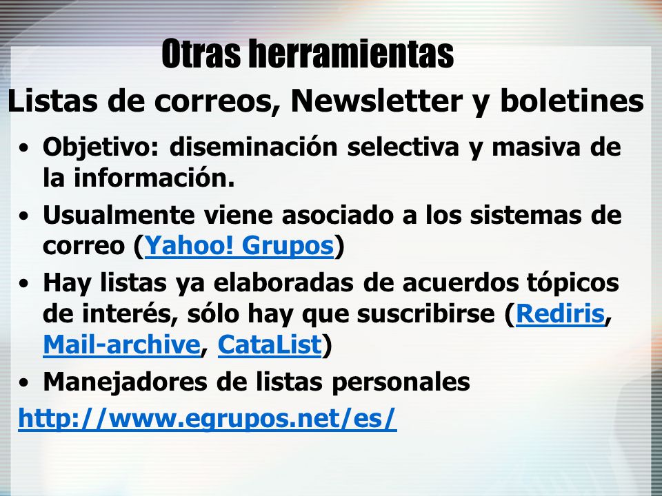 Listas de correos, Newsletter y boletines