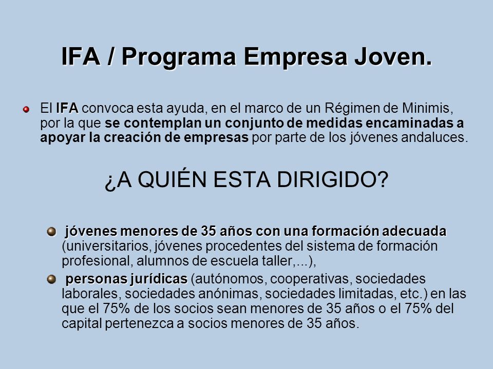 IFA / Programa Empresa Joven.