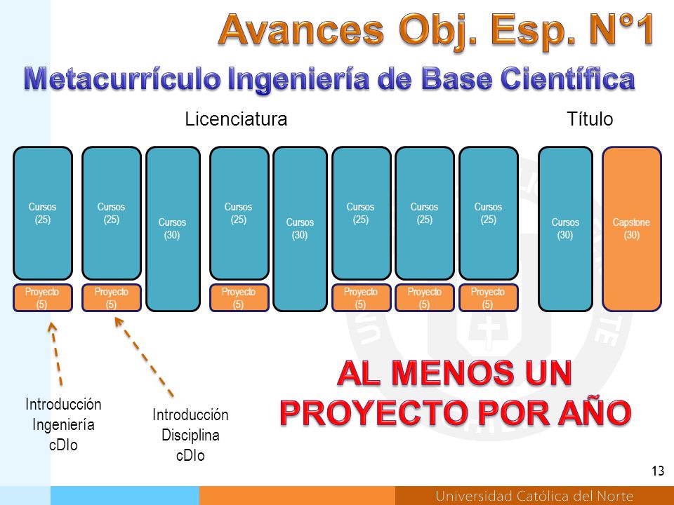 Avances Obj. Esp. N°1 AL MENOS UN PROYECTO POR AÑO
