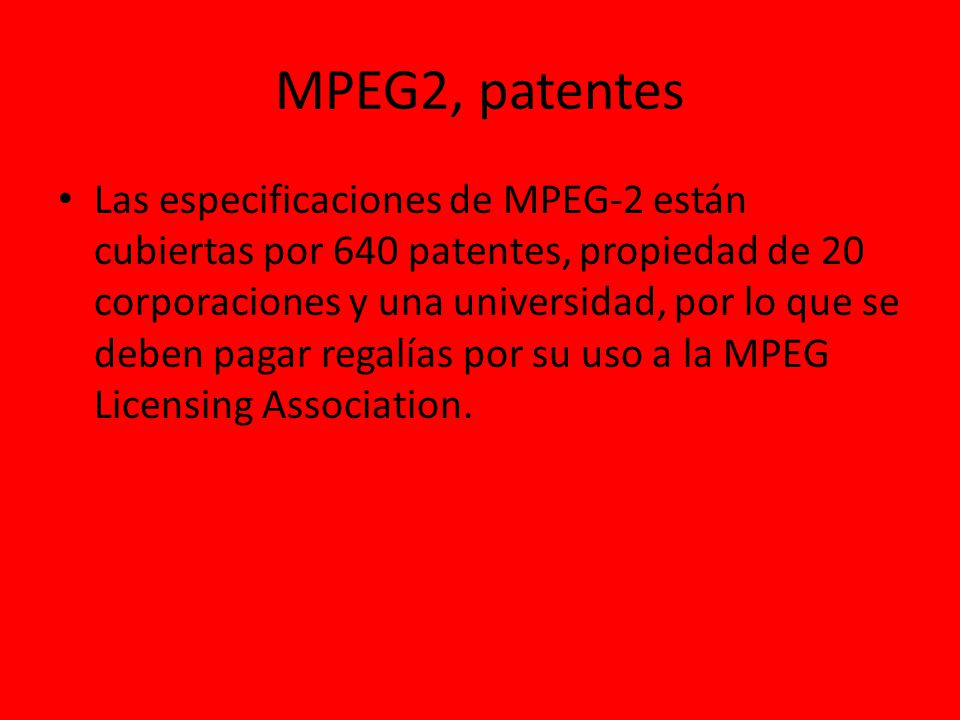 MPEG2, patentes