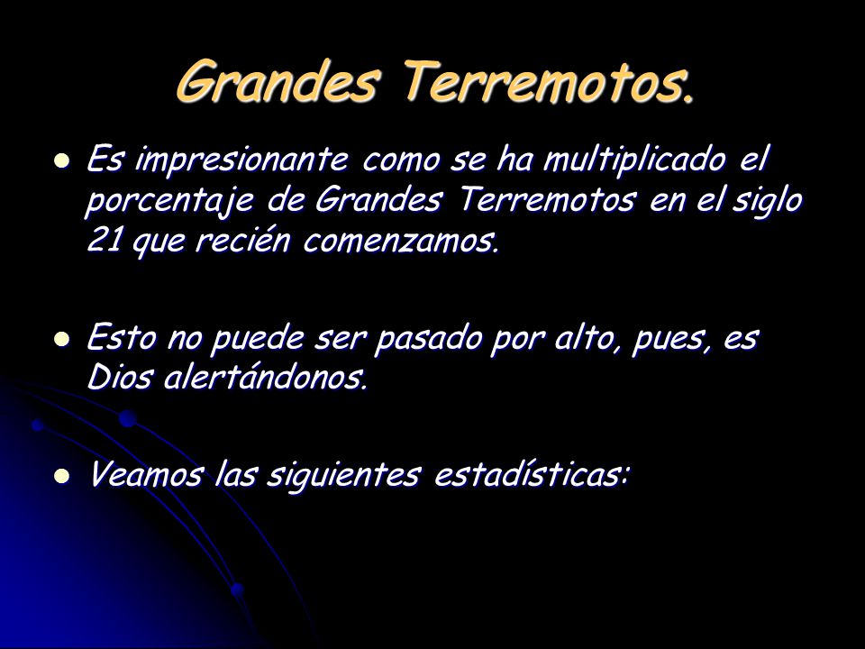 Grandes Terremotos. Es impresionante como se ha multiplicado el porcentaje de Grandes Terremotos en el siglo 21 que recién comenzamos.