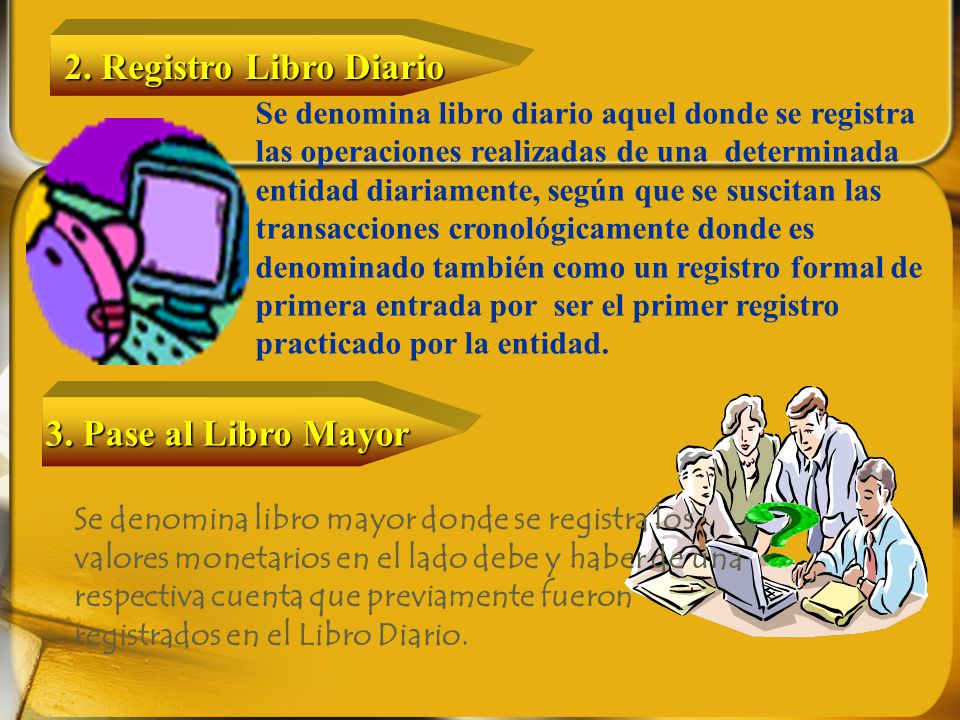 2. Registro Libro Diario 3. Pase al Libro Mayor