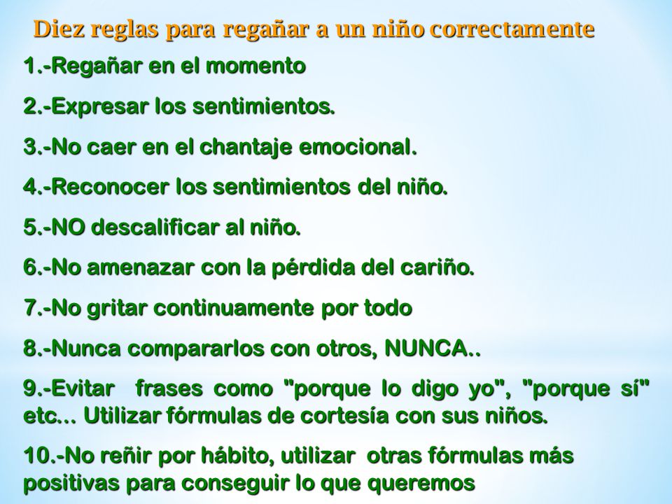 Diez reglas para regañar a un niño correctamente