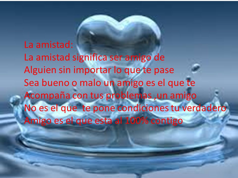 La amistad: La amistad significa ser amigo de. Alguien sin importar lo que te pase. Sea bueno o malo un amigo es el que te.