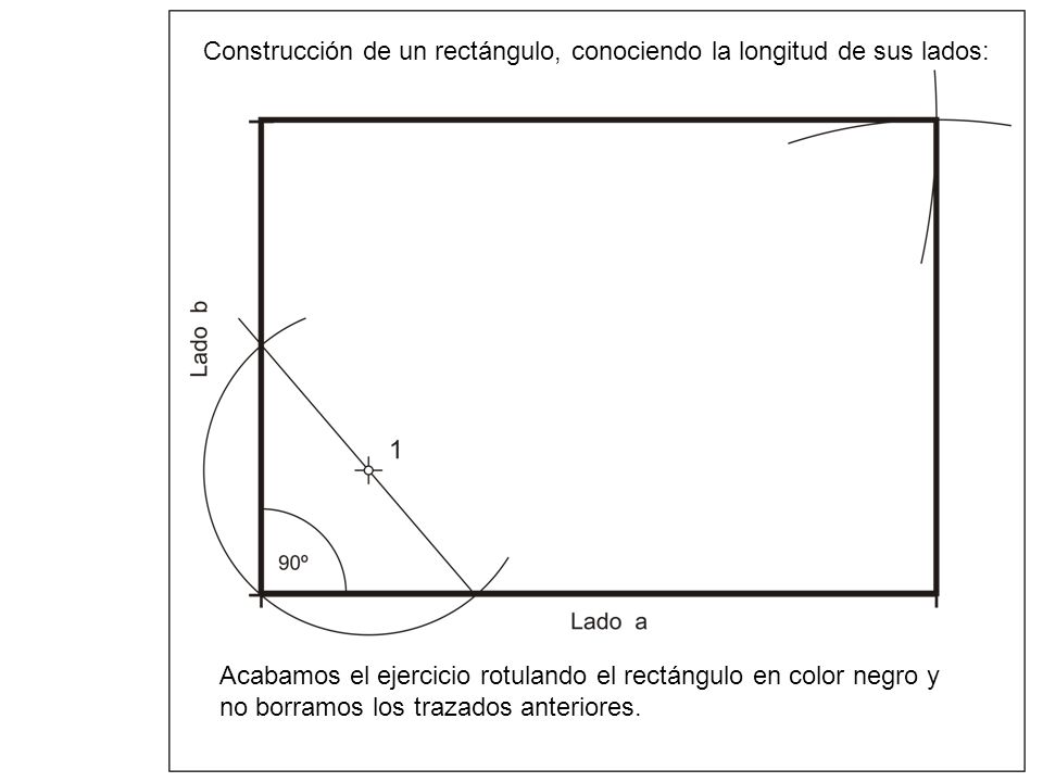 Construcción de un rectángulo, conociendo la longitud de sus lados: