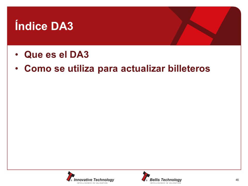 Índice DA3 Que es el DA3 Como se utiliza para actualizar billeteros