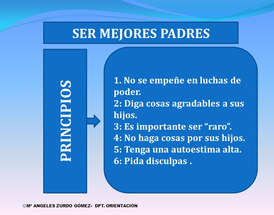 PRINCIPIOS SER MEJORES PADRES 1. No se empeñe en luchas de poder.