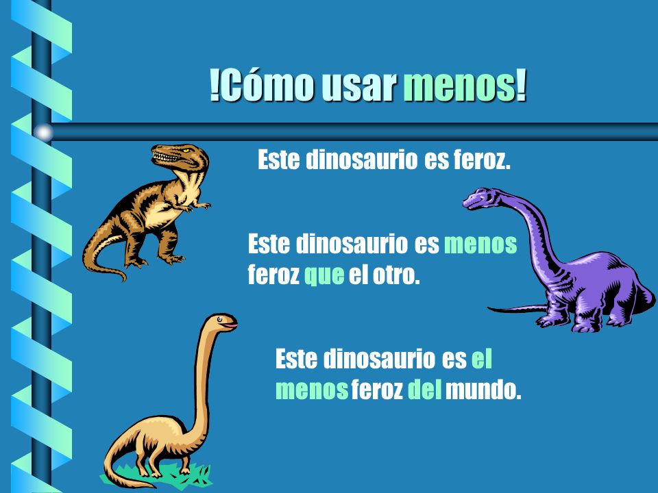 !Cómo usar menos! Este dinosaurio es feroz. Este dinosaurio es menos