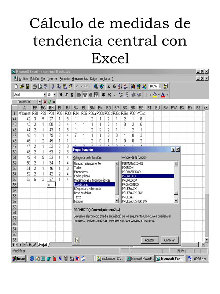 Cálculo de medidas de tendencia central con Excel