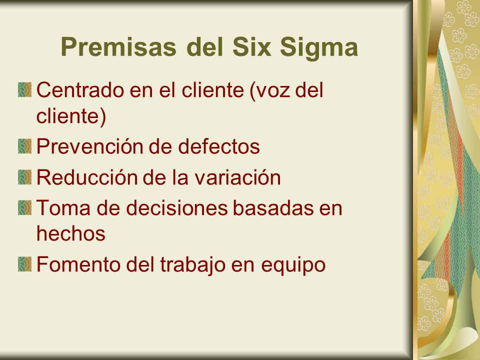 Premisas del Six Sigma Centrado en el cliente (voz del cliente)