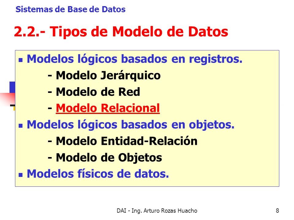 2.2.- Tipos de Modelo de Datos