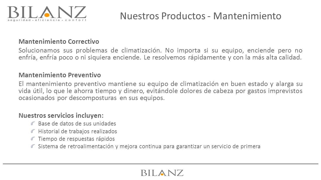 Nuestros Productos - Mantenimiento