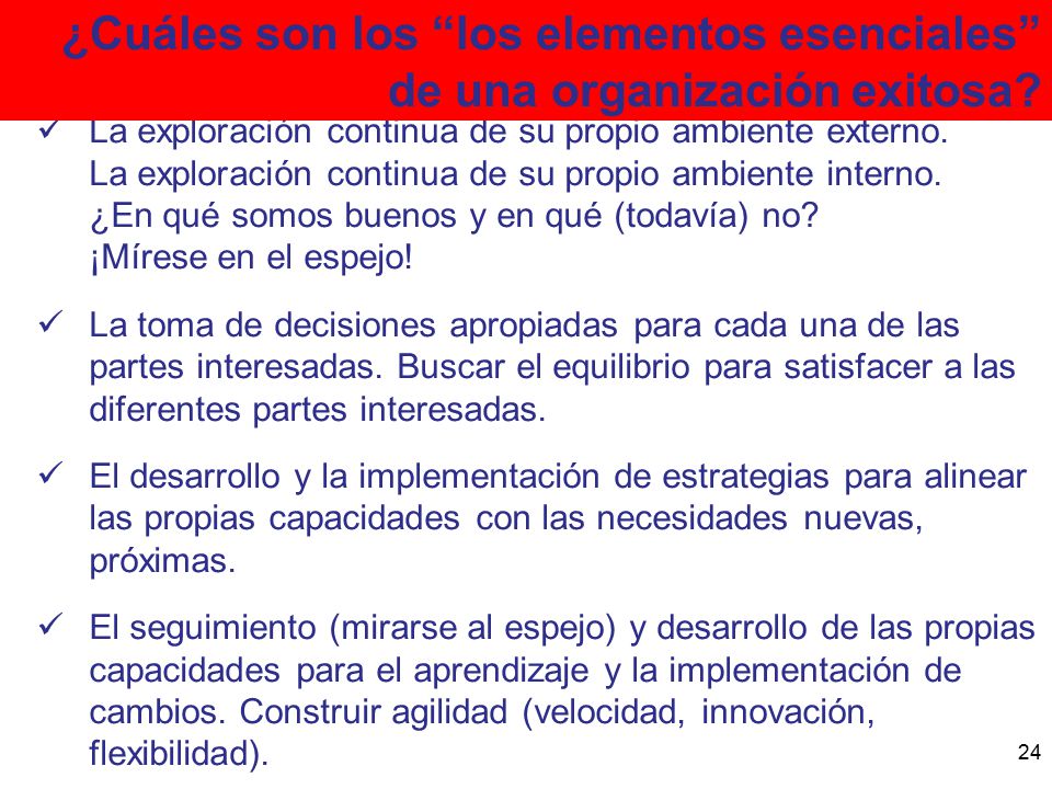 ¿Cuáles son los los elementos esenciales de una organización exitosa