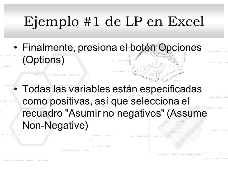 Ejemplo #1 de LP en Excel Finalmente, presiona el botón Opciones (Options)