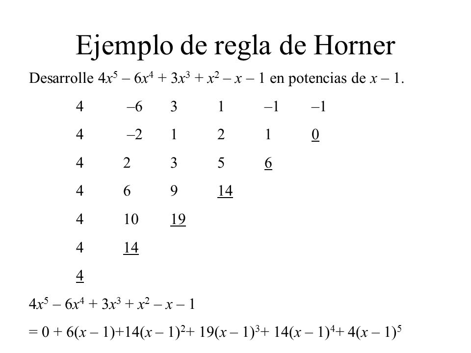 Ejemplo de regla de Horner