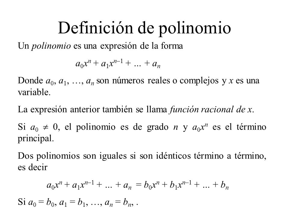 Definición de polinomio