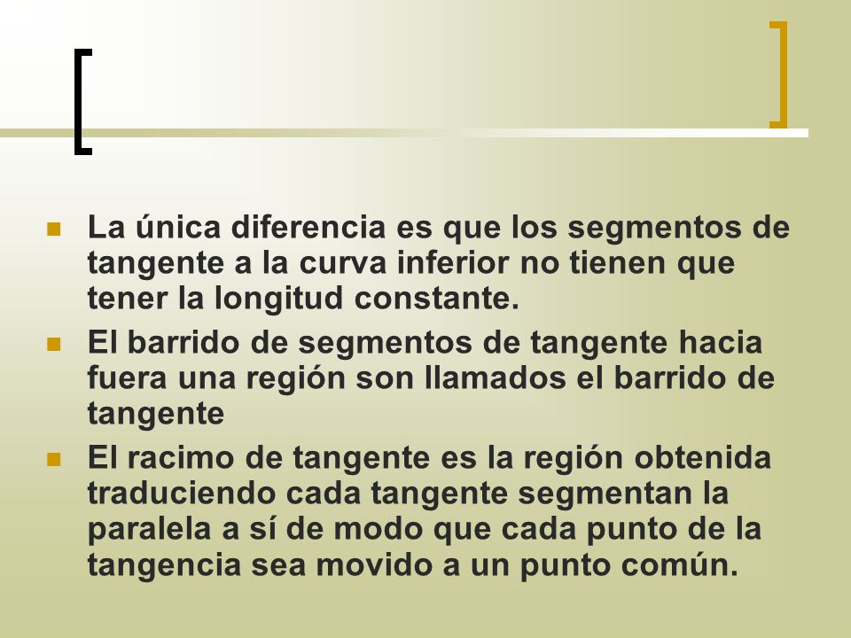 La única diferencia es que los segmentos de tangente a la curva inferior no tienen que tener la longitud constante.