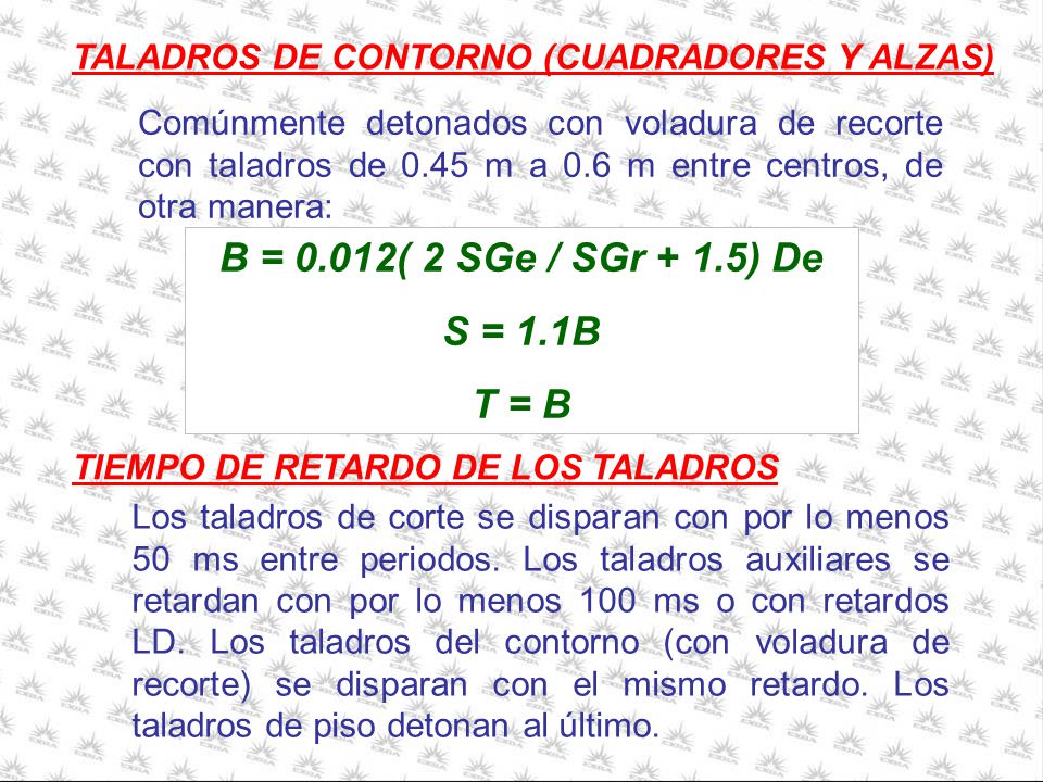 B = 0.012( 2 SGe / SGr + 1.5) De S = 1.1B T = B