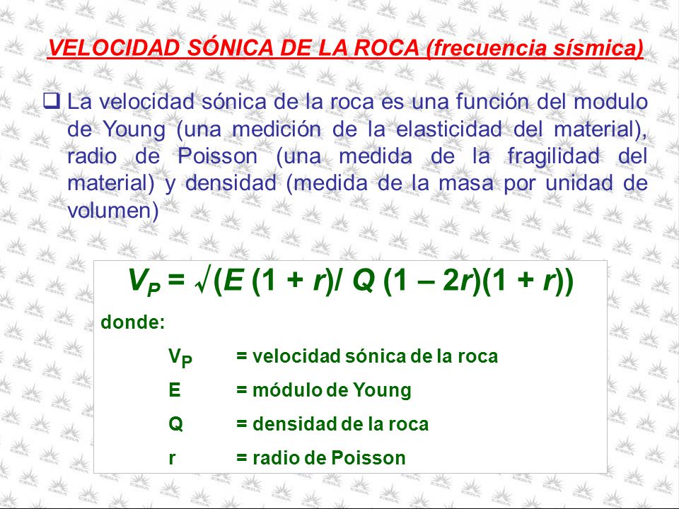 VP = √(E (1 + r)/ Q (1 – 2r)(1 + r))