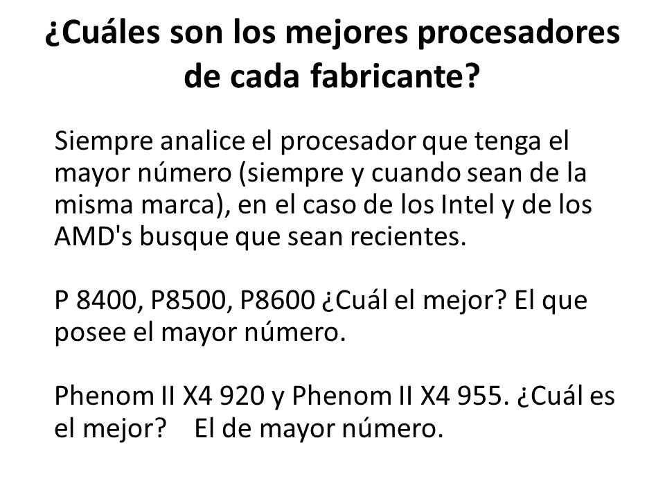 ¿Cuáles son los mejores procesadores de cada fabricante