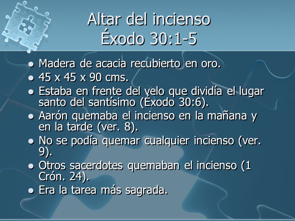 Altar del incienso Éxodo 30:1-5