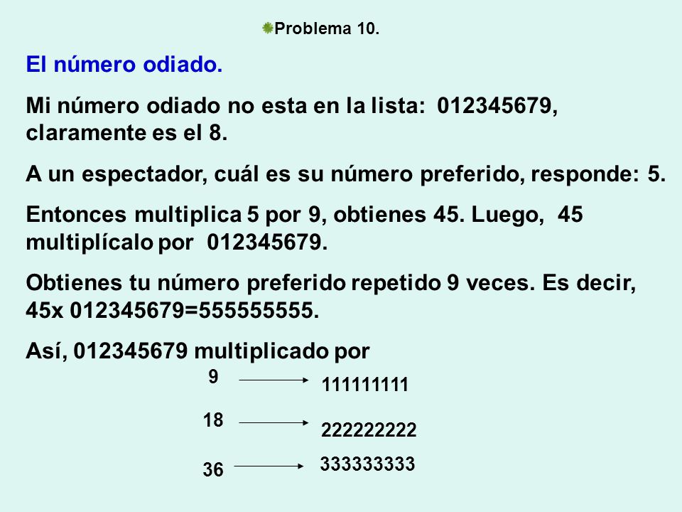 Mi número odiado no esta en la lista: , claramente es el 8.