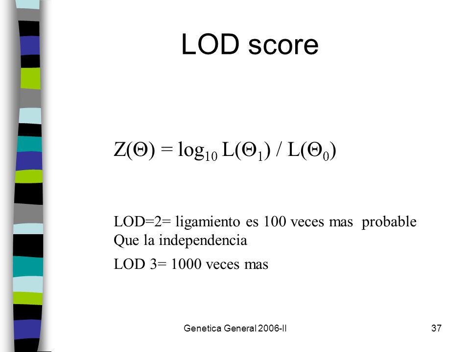 LOD score Z() = log10 L(1) / L(0)