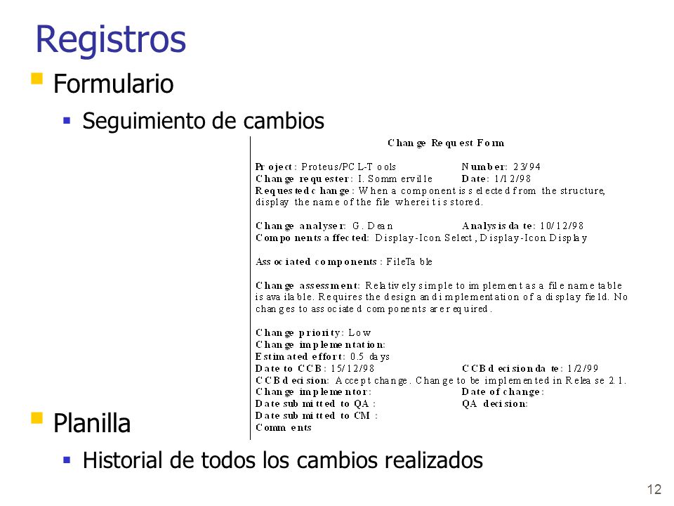 Registros Formulario Planilla Seguimiento de cambios