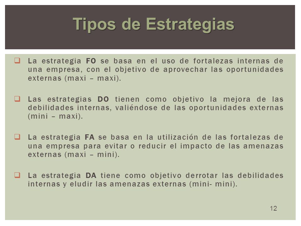 Tipos de Estrategias