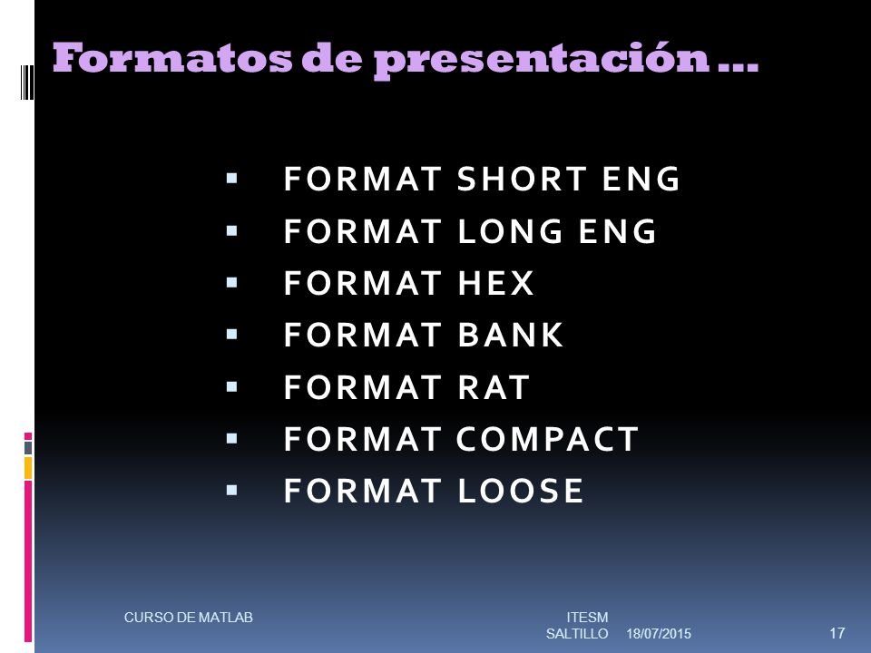 Formatos de presentación …