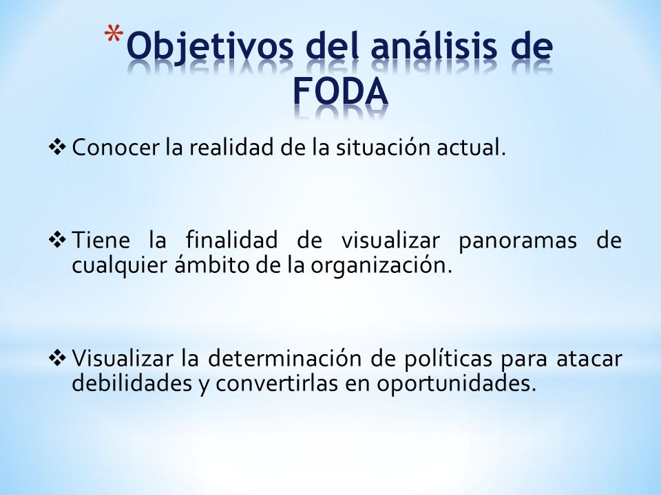 Objetivos del análisis de FODA