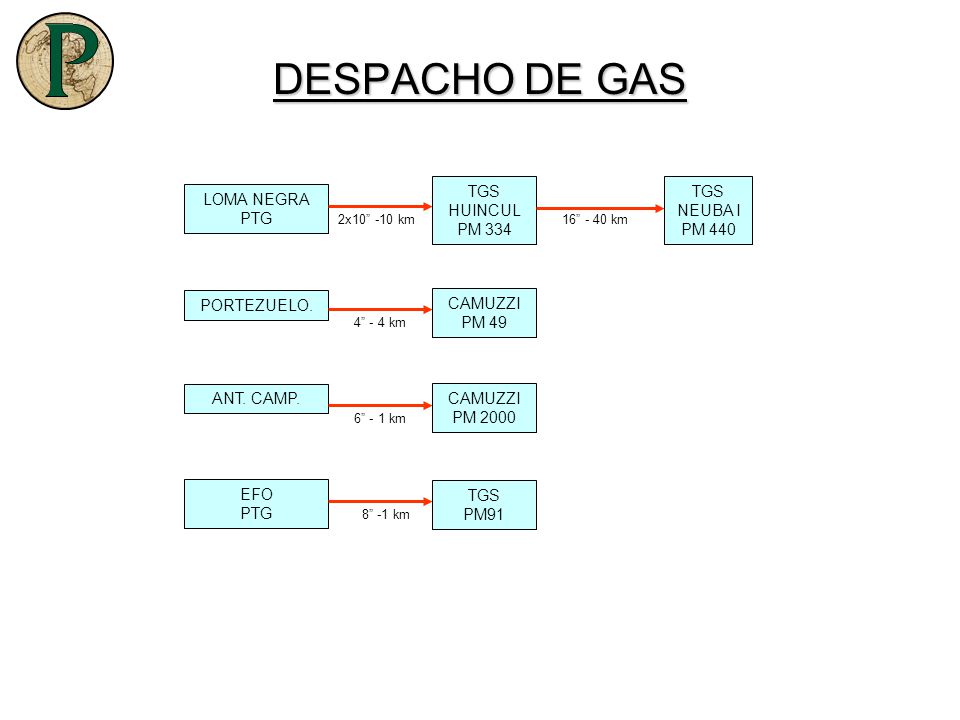 DESPACHO DE GAS TGS HUINCUL PM 334 TGS NEUBA I PM 440 LOMA NEGRA PTG