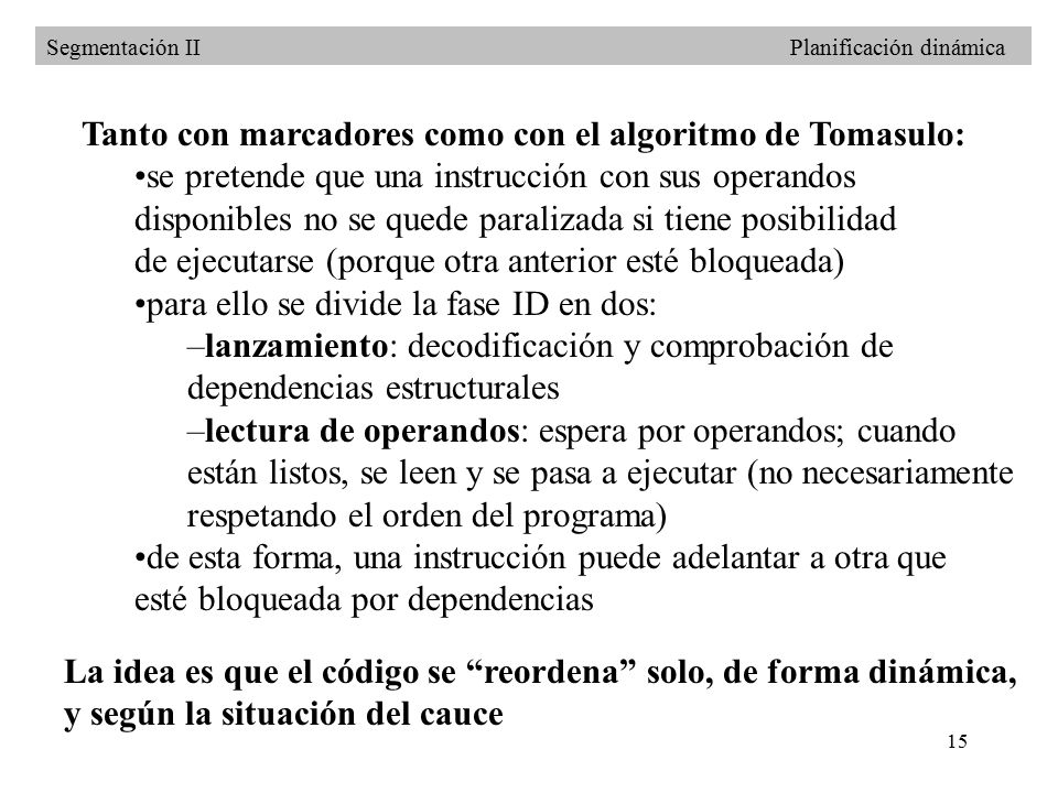 Tanto con marcadores como con el algoritmo de Tomasulo: