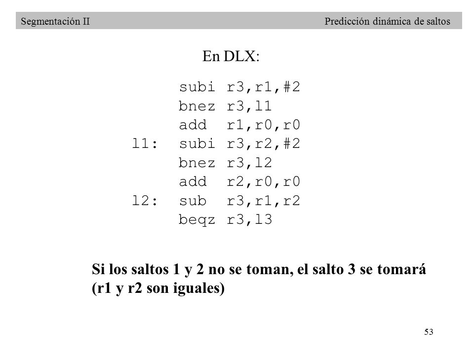 Si los saltos 1 y 2 no se toman, el salto 3 se tomará