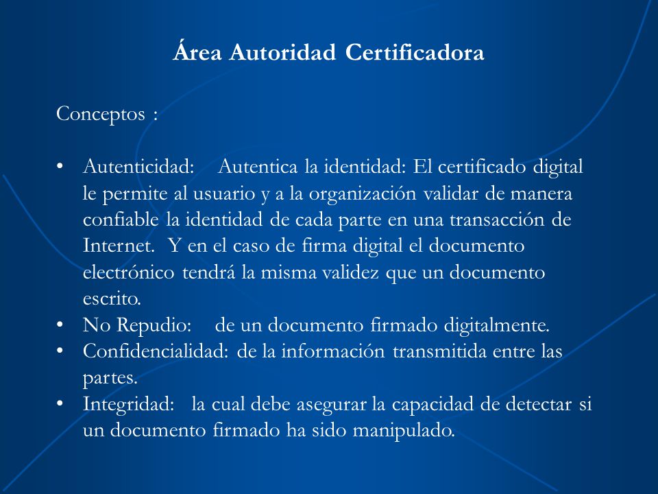 Área Autoridad Certificadora