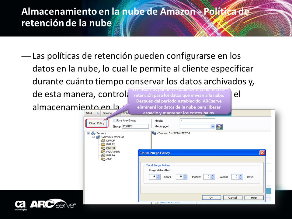 Almacenamiento en la nube de Amazon - Política de retención de la nube