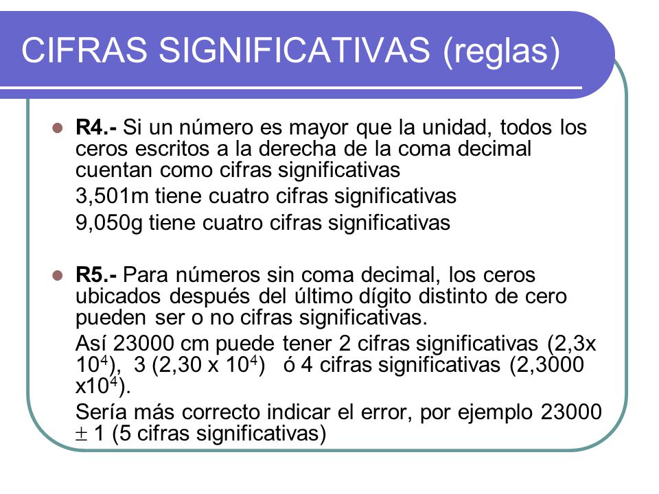 CIFRAS SIGNIFICATIVAS (reglas)
