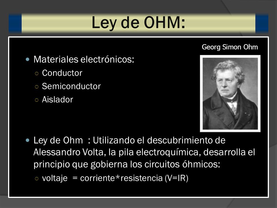 Ley de OHM: Materiales electrónicos: