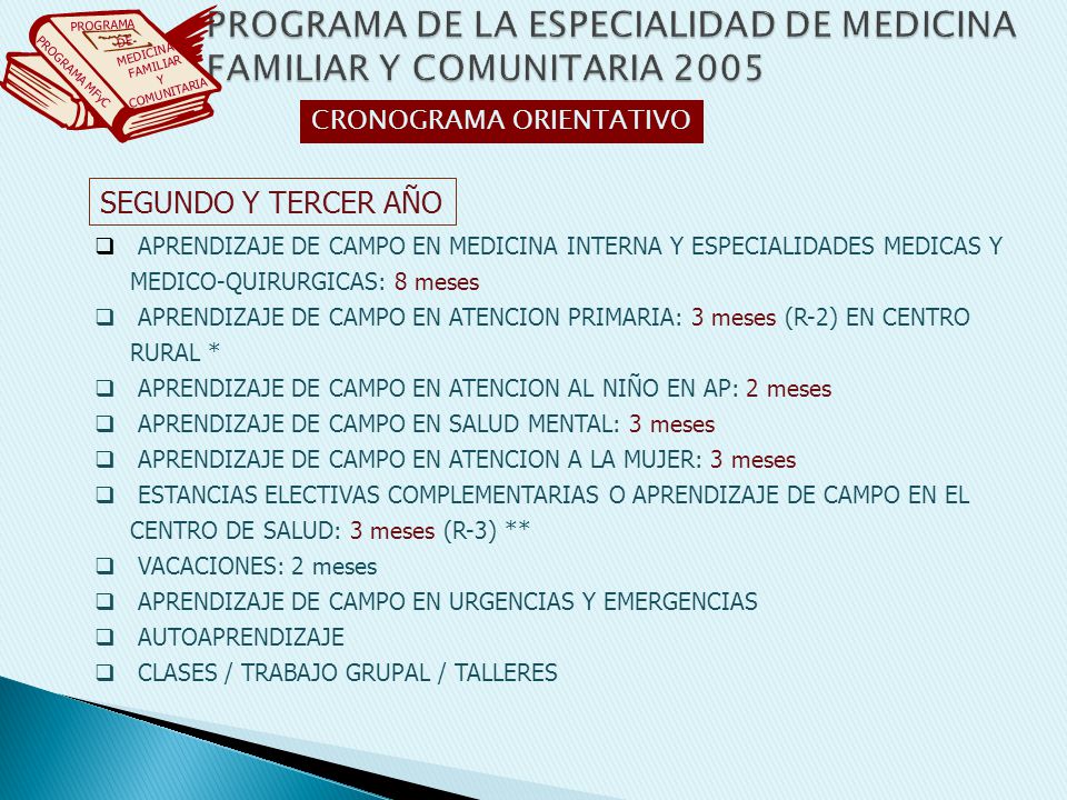 PROGRAMA DE LA ESPECIALIDAD DE MEDICINA FAMILIAR Y COMUNITARIA 2005