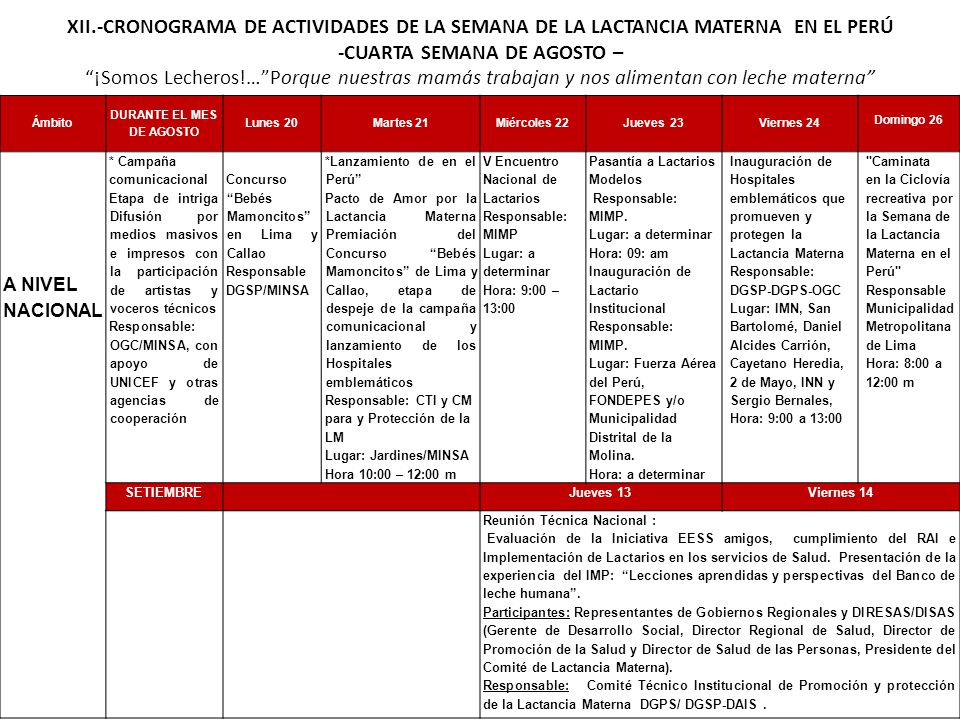 DURANTE EL MES DE AGOSTO