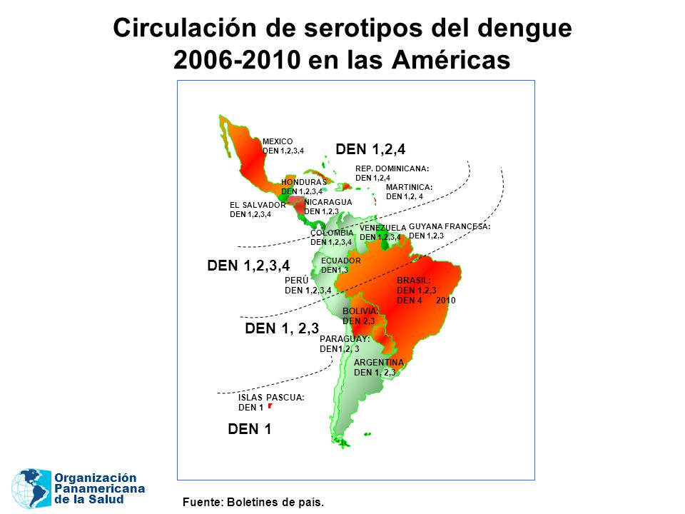 Circulación de serotipos del dengue en las Américas