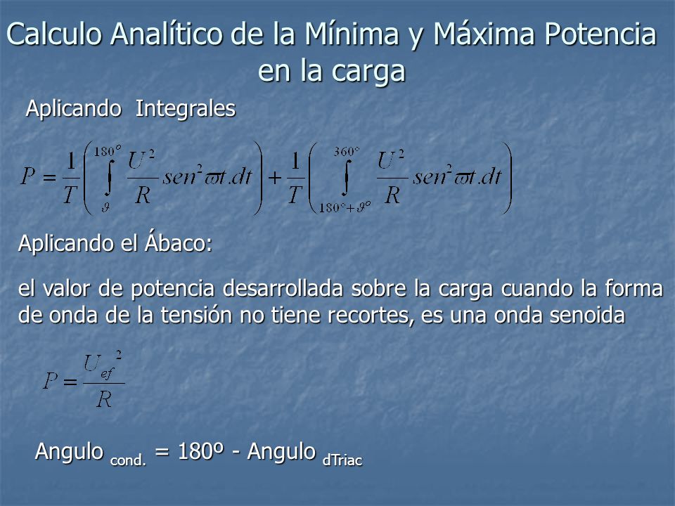Calculo Analítico de la Mínima y Máxima Potencia en la carga