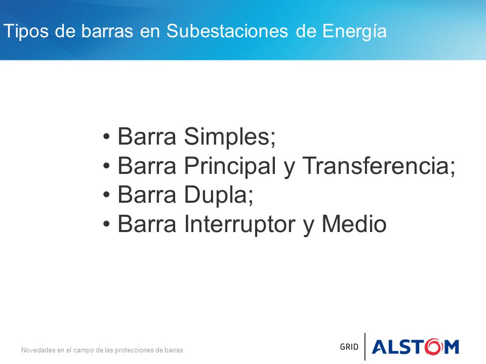 Tipos de barras en Subestaciones de Energía