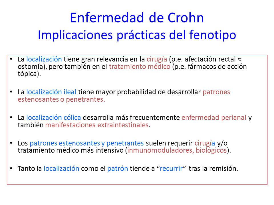 Enfermedad de Crohn Implicaciones prácticas del fenotipo