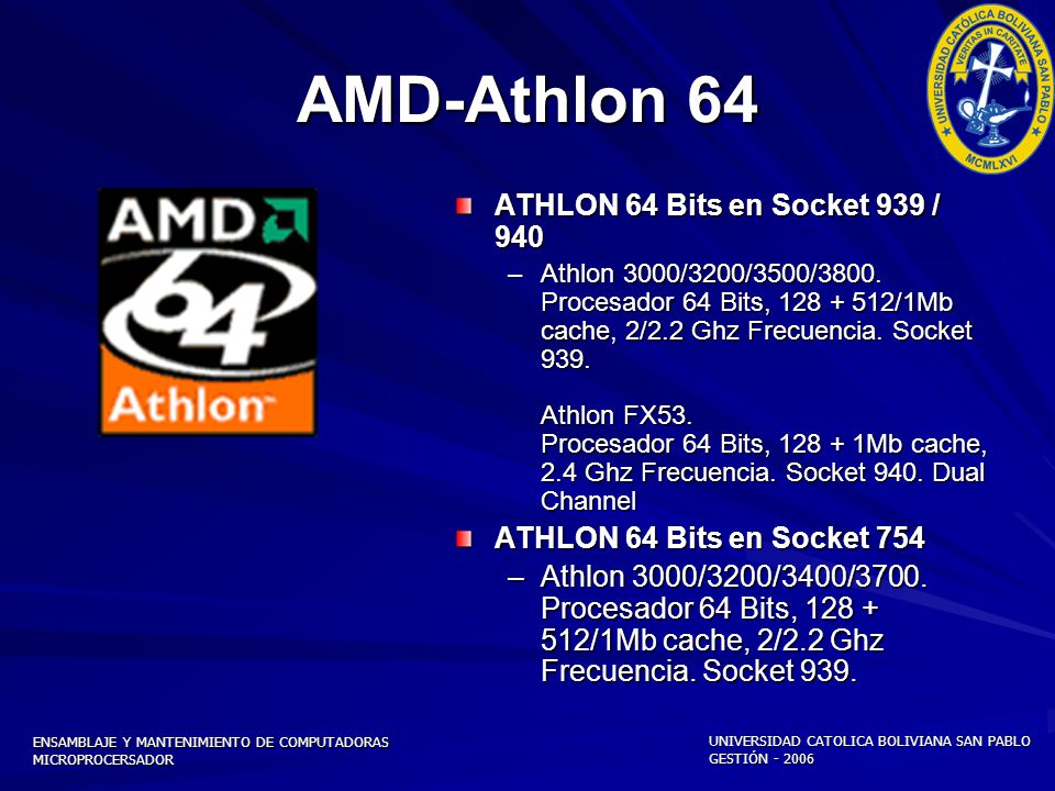 AMD-Athlon 64 ATHLON 64 Bits en Socket 939 / 940
