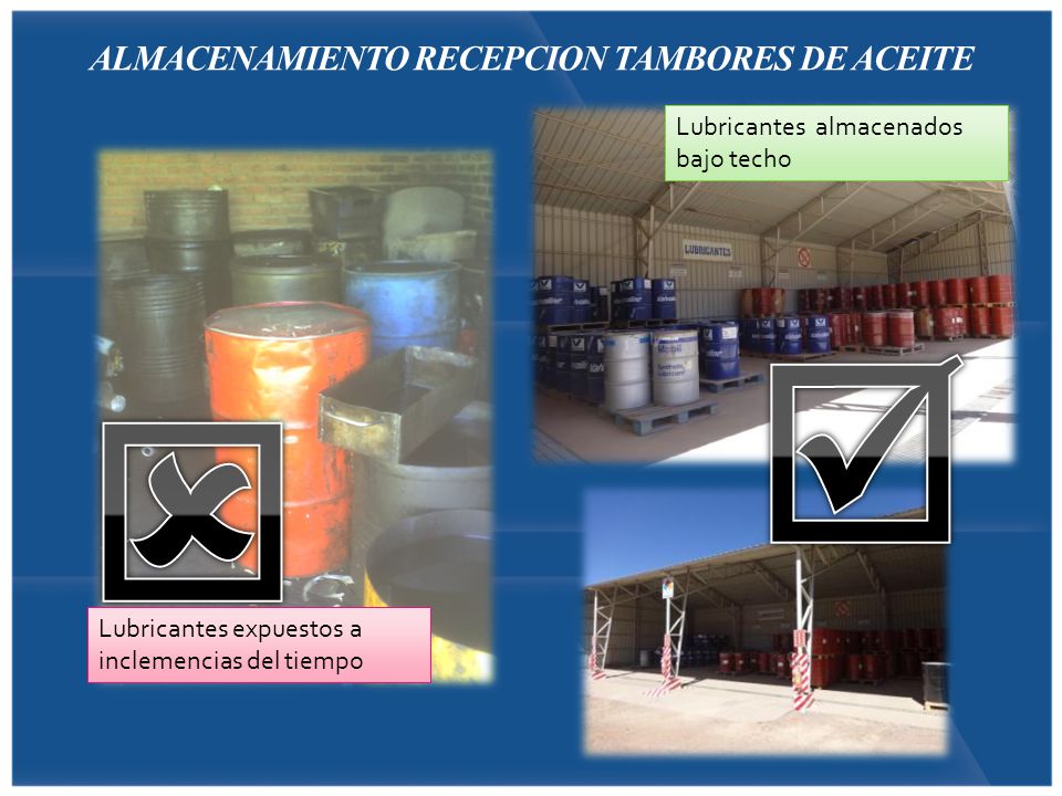 ALMACENAMIENTO RECEPCION TAMBORES DE ACEITE