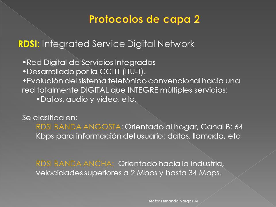 Protocolos de capa 2 RDSI: Integrated Service Digital Network