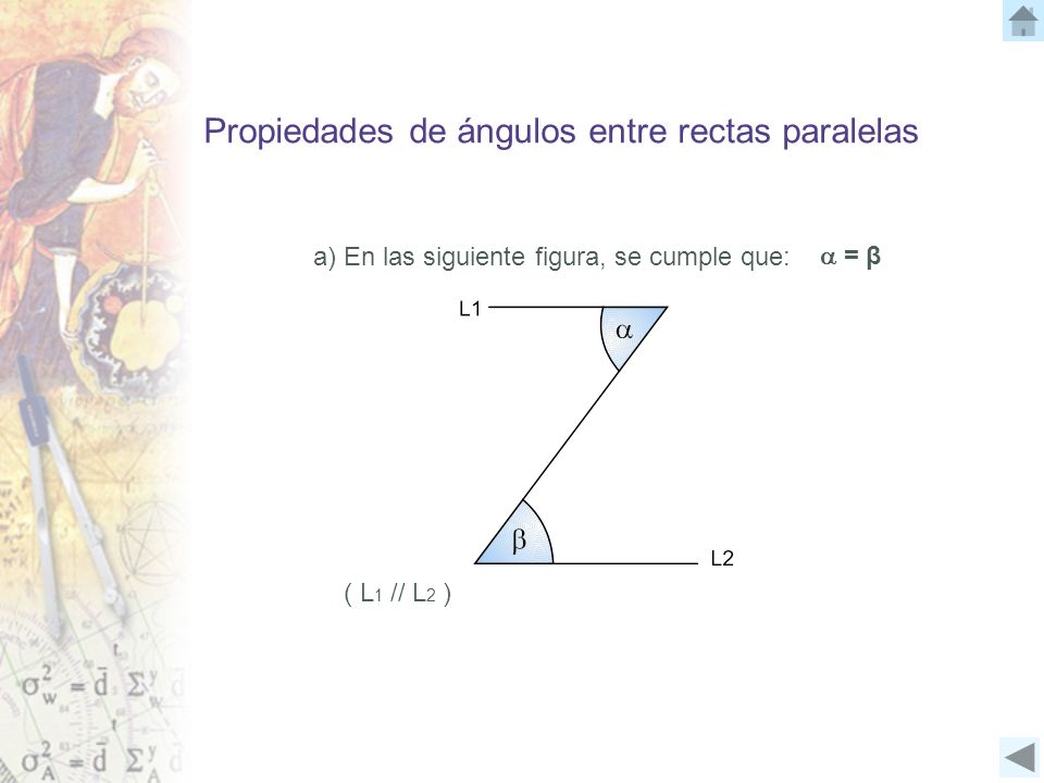Propiedades de ángulos entre rectas paralelas