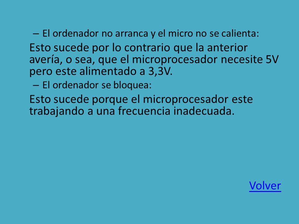 El ordenador no arranca y el micro no se calienta:
